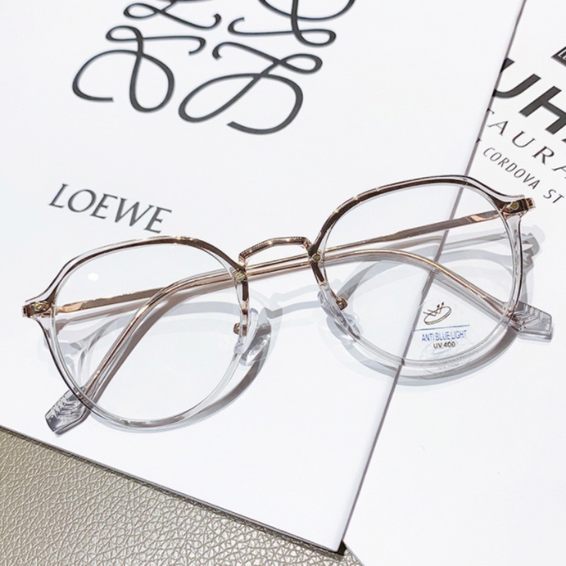 (KIQI-FASHION) COD Mắt Kính Gọng Tròn Bằng Kim Loại Chống Ánh Sáng Xanh Chống Bức Xạ Thời Trang Chất Lượng Cao Cho Nữ