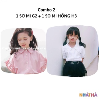 Combo 2 sơ mi cho bé gái chất lụa mềm mát size đại 14-45kg