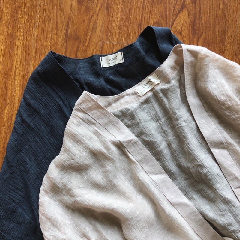 Áo khoác Kimono vải đũi tơ mềm mát bay bay | Lá Xoè