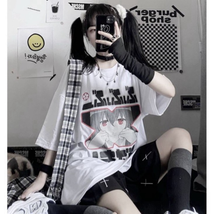 Áo thun tay lỡ Unisex, áo phông form rộng ANIME M455 unisex KL SHOP HP SHOP HOAIANSHOP