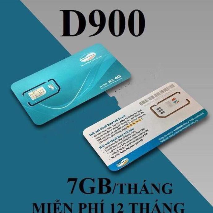 Sim D900 VIETTEL trọn gói 1 năm -7Gb data/ tháng, không cần nạp tiền