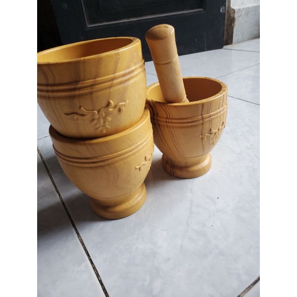 Bộ Cối + chày nhựa vân gỗ mini