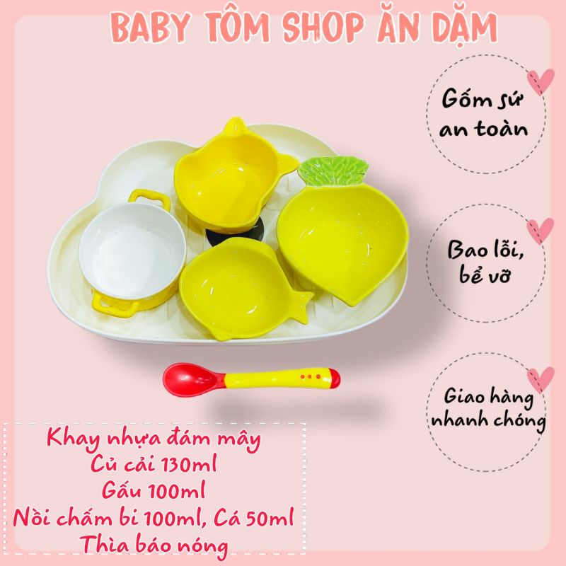 Combo bát ăn dặm gốm sứ Nhỏ, kiểu Nhật cho bé yêu, NPP Baby Tôm, chén bát sứ an toàn, đáng yêu