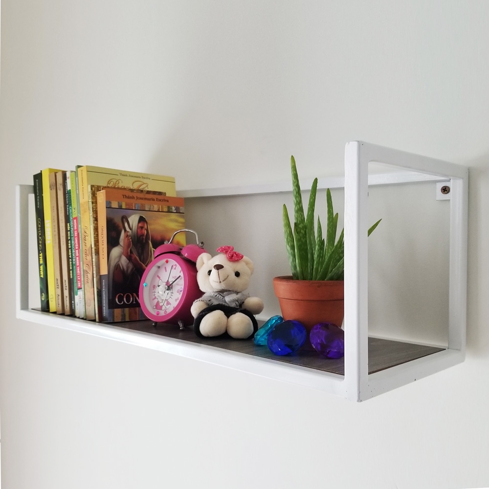 Kệ sắt hộp trang trí treo tường QAK10-11 decor nội thất lắp ráp 2022 KT 53x20x75 cm