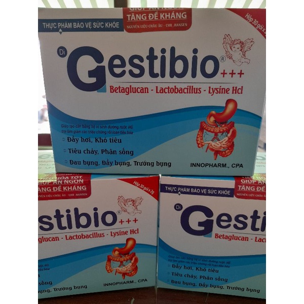 Gestibio_ giảm đầy hơi,khó tiêu,tiêu chảy,phân sống,đầy bụng,trướng bụng.Hộp 30 gói