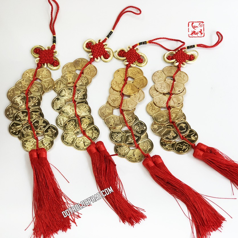 Dây 5 Đồng Ngũ Phúc Hoa Mai Mạ Vàng Đường Kính 6cm