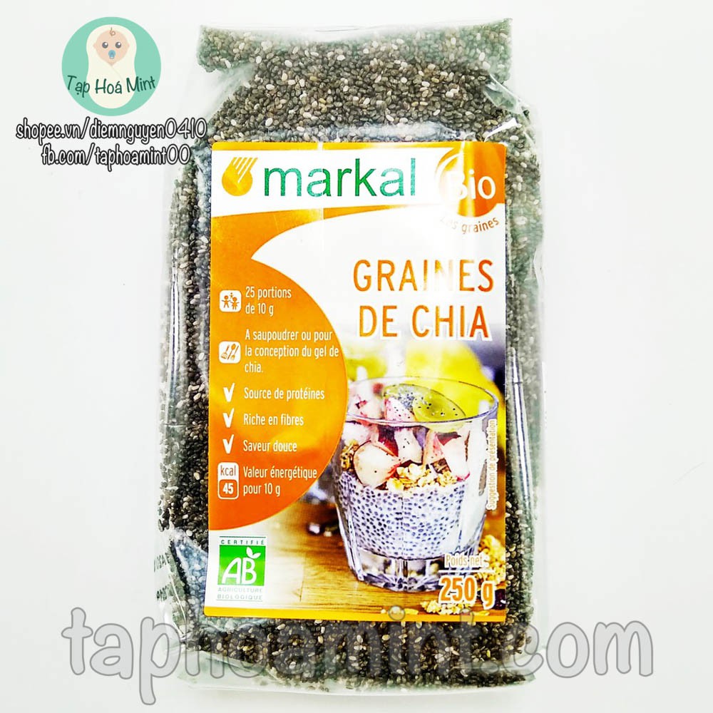 Hạt chia hữu cơ Markal 250g sử dụng làm bánh, pha nước cho bé - Mint ăn dặm