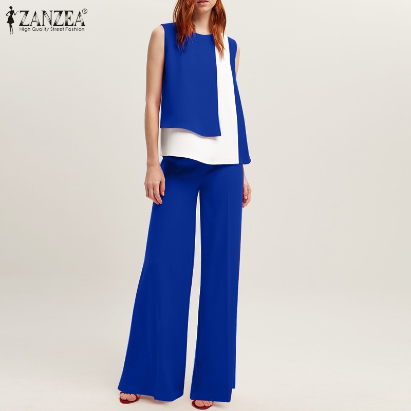 Set đồ 2 mảnh Zanzea gồm áo không tay và quần dài ống rộng thời trang nữ tính