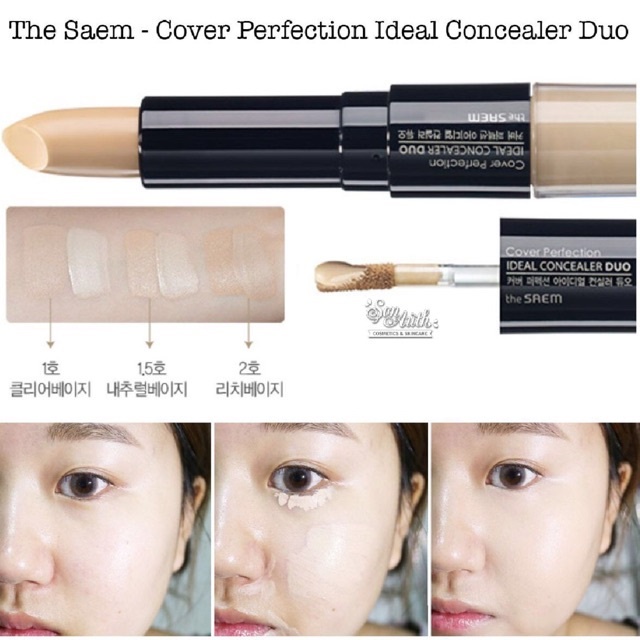 Che Khuyết Điểm 2 Đầu The Saem Cover Perfection Ideal Concealer Duo