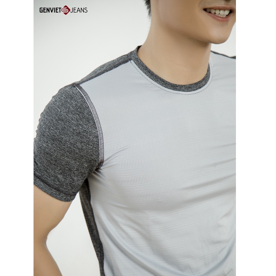 Áo Thun Cộc Tay Nam Genviet Cổ Tròn Kẻ Ngang T4321T1590