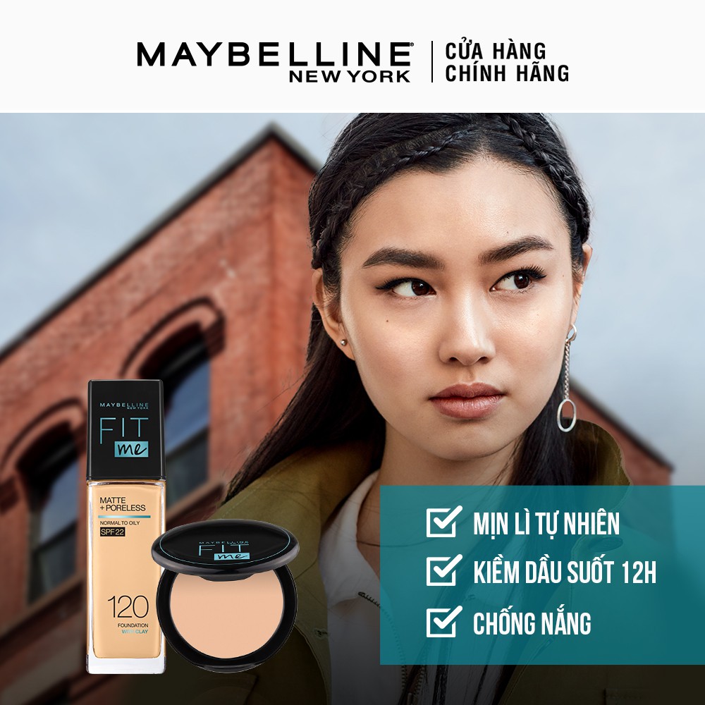 [Bộ trang điểm] Bộ Kem Nền Fit Me và phấn nền Fit Me Compact Mịn Nhẹ Kiềm Dầu Chống Nắng Maybelline New York Matte SPF