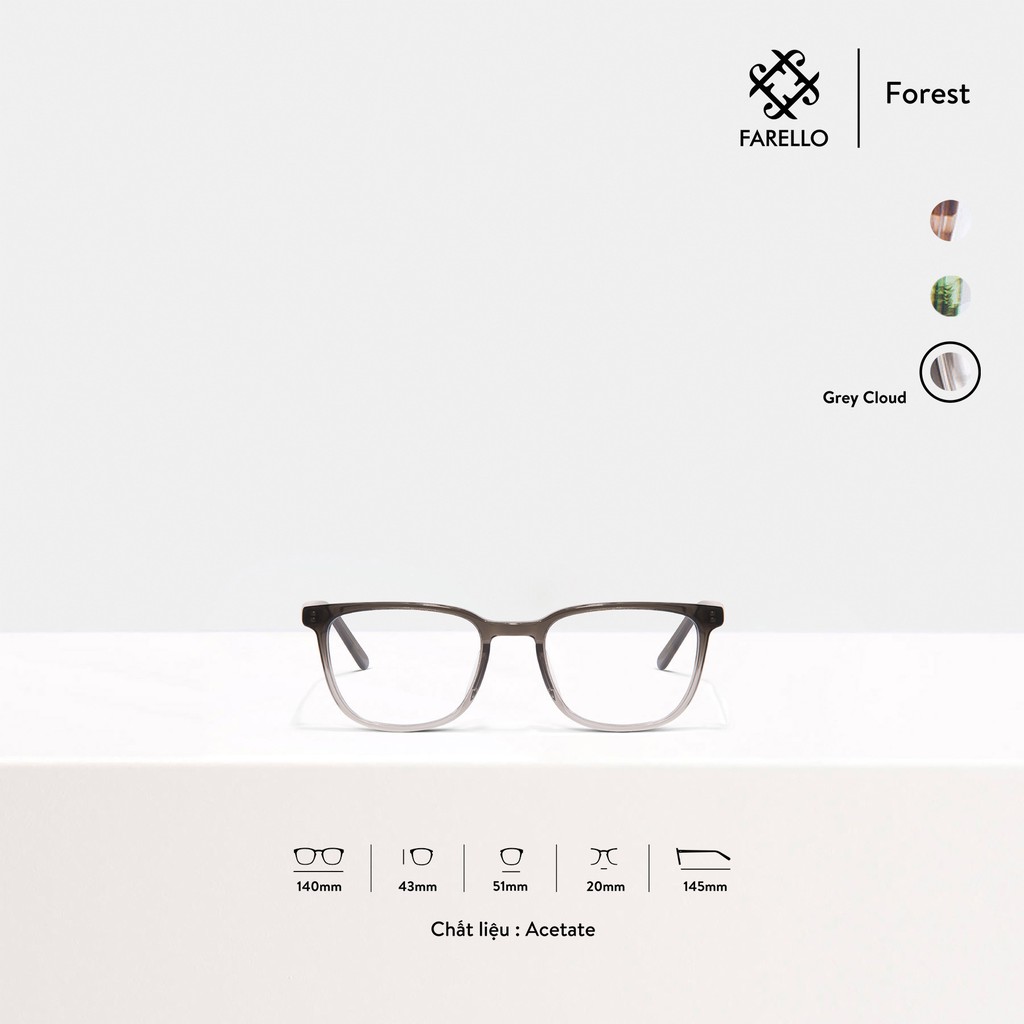 Gọng kính nam nữ cao cấp FARELLO Forest mắt vuông bo tròn Acetate màu sắc thời trang | BigBuy360 - bigbuy360.vn