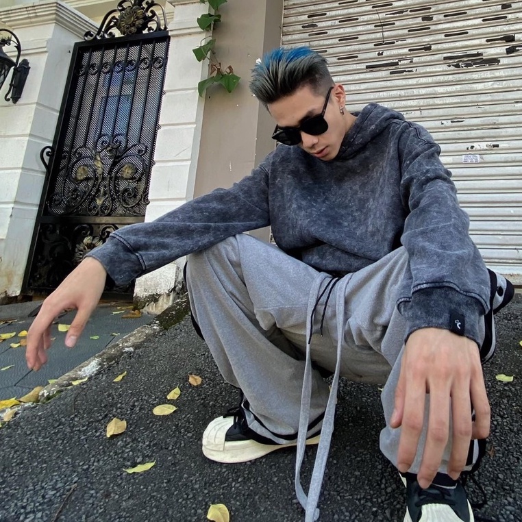 Áo hoodie unisex acid button đen khói Local brand - áo nỉ hoodie unisex form rộng trẻ trung