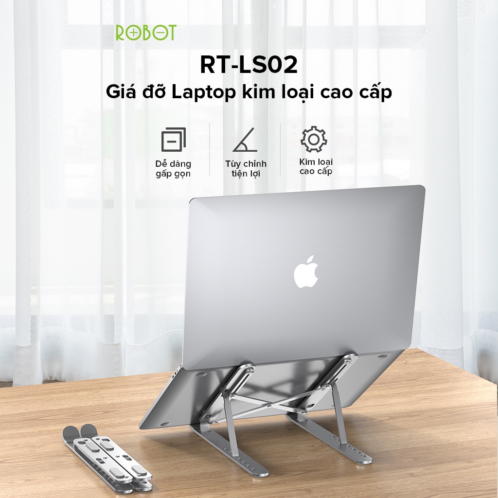 Giá Đỡ Laptop ROBOT RT-LS02 - Dễ Dàng Gấp Gọn - Chất Liệu Hợp Kim Nhôm Cao Cấp