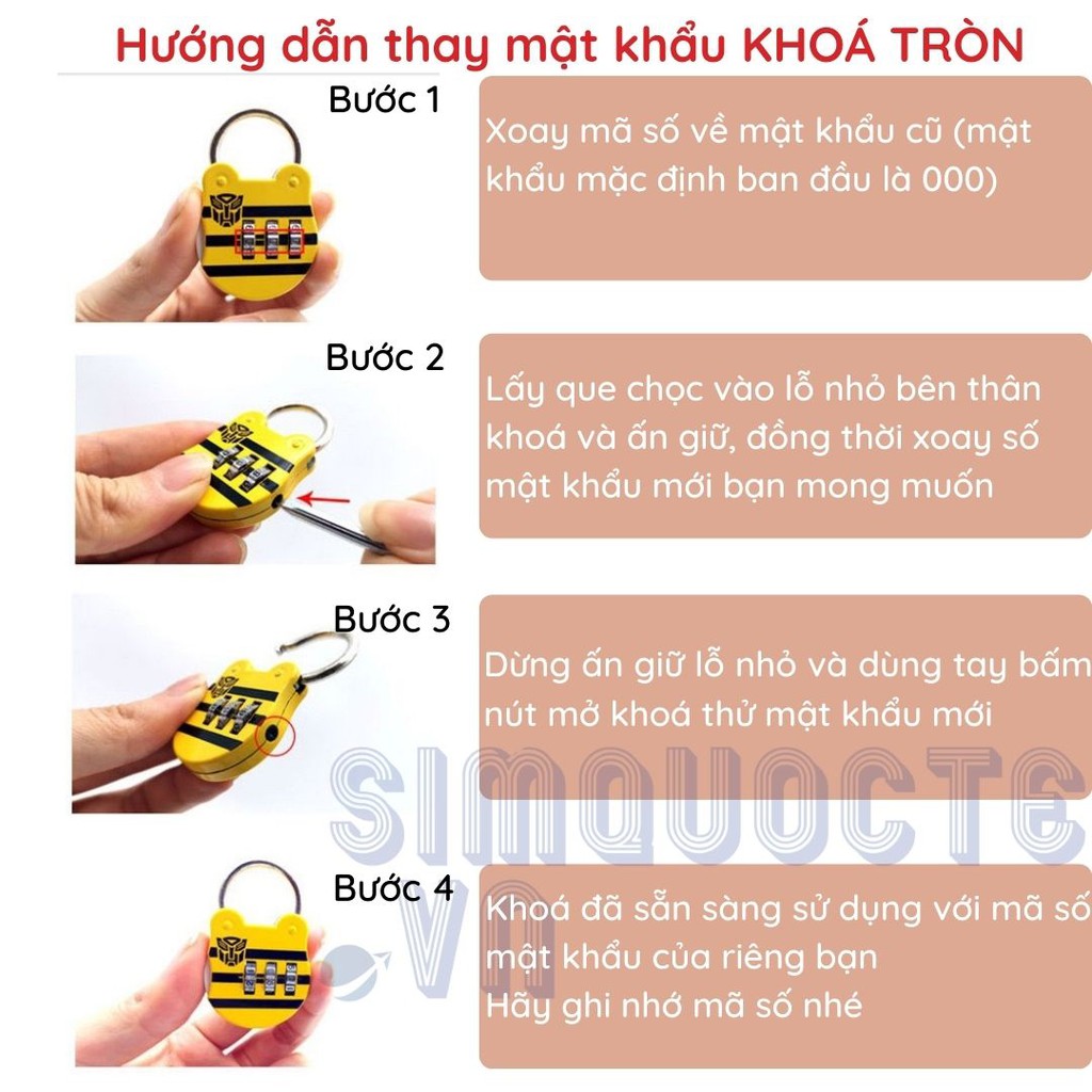 Ổ khoá số vali mini 3 số cao cấp bảo vệ hành lý nhiều kích cỡ