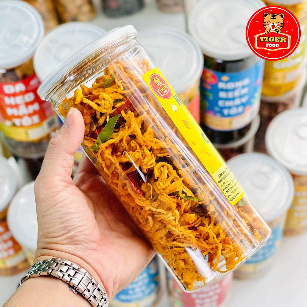 Khô Gà Lá Chanh Loại 1 💖TIGER FOOD💖 Hộp 300g Khô Gà  Đậm Vị Siêu Ngon Lon - Đồ Ăn Vặt Sài Gòn