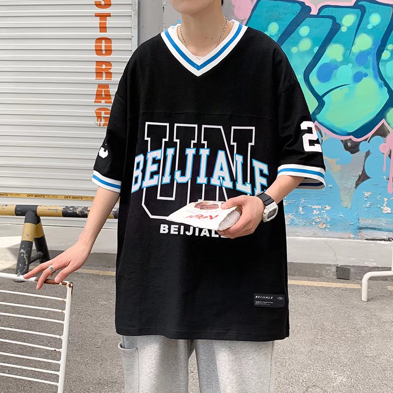 Áo Thun Nam Ngắn Tay In Chữ Phong Cách Hip hop Năng Động