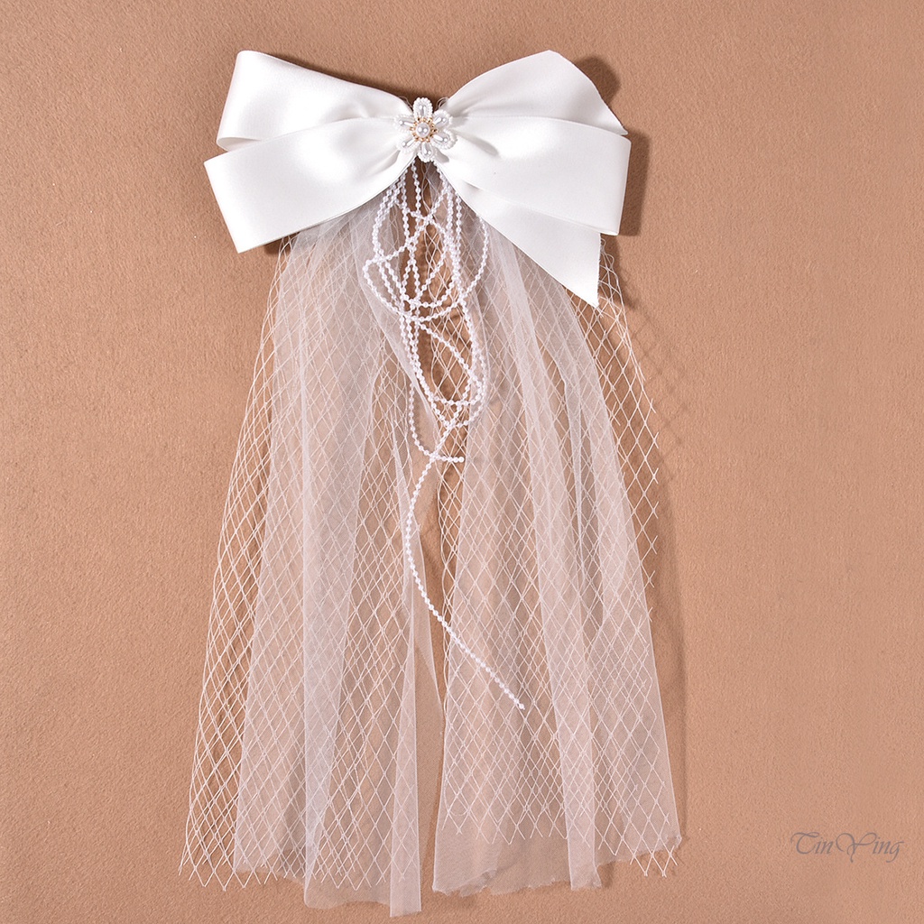 GETNOIVAS Mạng Che Mặt Cô Dâu Thiết Kế Thắt Nơ Lớn 35 x 26Cm Thiết Kế Tinh Tế Siêu Bền