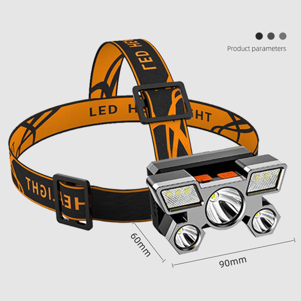 Đèn Pin Đeo Trán 5LED Tích Hợp Pin 18650 Cổng Sạc USB Dùng Cho Cắm Trại Ngoài Trời