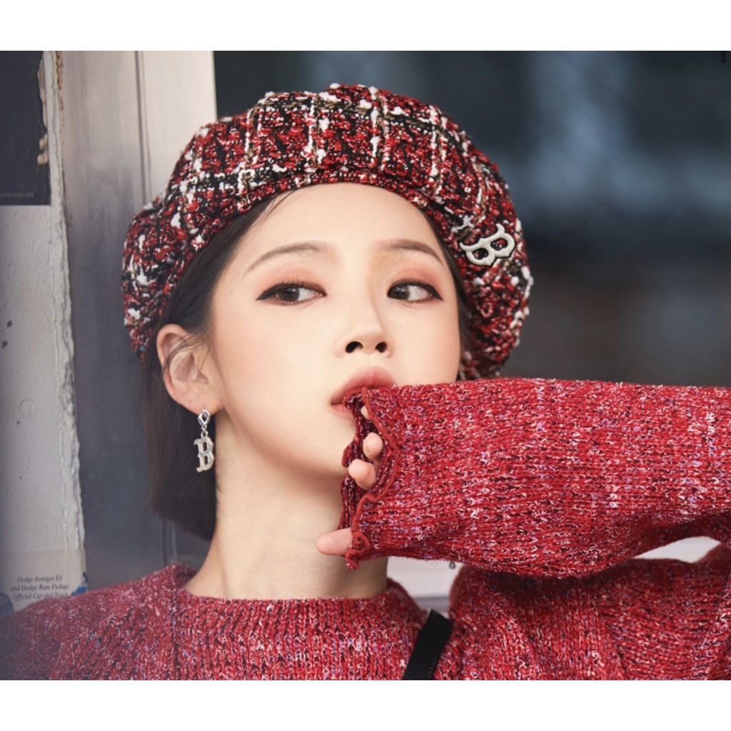 Mũ MLB beret dạ đỏ Boston