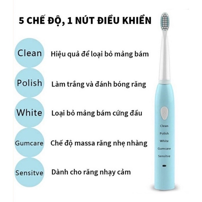 Bàn Chải Đánh Răng Tự Động 5 Cấp Độ Phù Hợp Cho Người Lớn Và Trẻ Em - Bàn Chải Điện 5 Cấp Độ