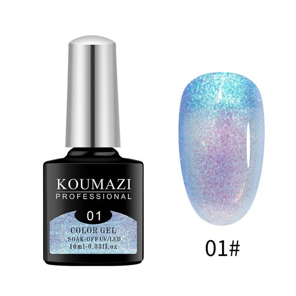 Hàng Có Sẵn 9 Màu Koumazi Sơn Móng Tay Kết Cấu Ánh Sáng Cao Hình Tắc Kè Hoa Tinh Thể Nhỏ Màu Trắng Sơn Móng Tay Chuyển Sắc Màu Thanh Toán Khi Nhận Hàng