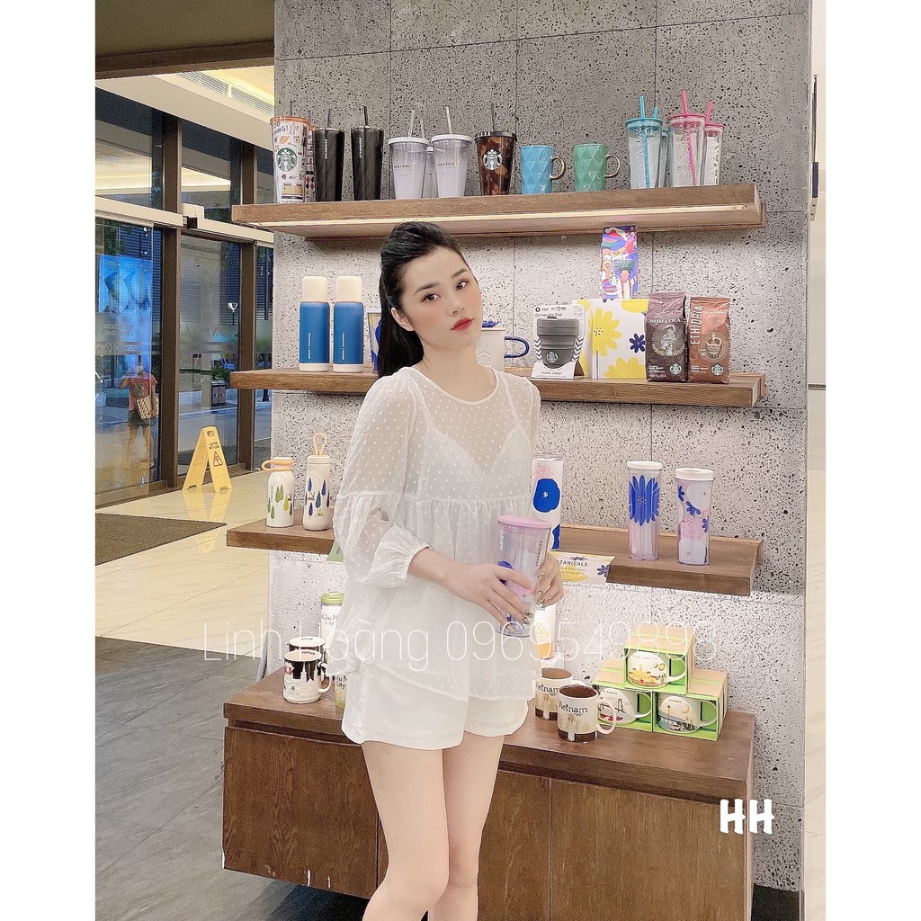 Set Bộ Tiểu Thư Ulzzang Sang Chảnh 💖 FREESHIP 💖Set Quần Áo Nữ Quảng Châu, áo voan lụa hoa nhí kèm quần sooc nữ