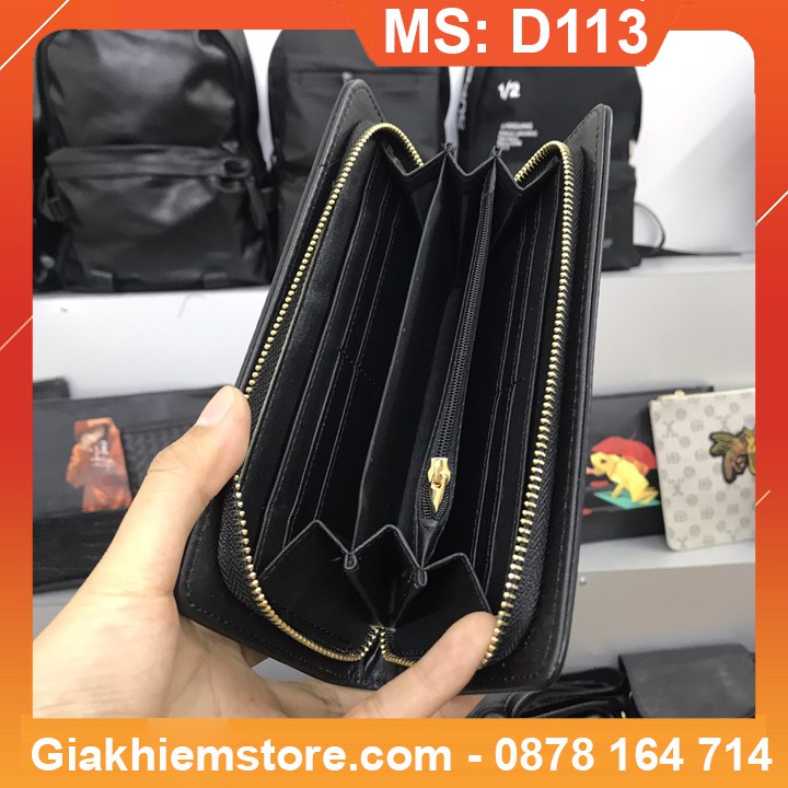 Túi Ví Cao Cấp Bằng Da Elemich [MS:D113] Màu Nâu Đen May Kẻ Caro Của Gia Khiêm Store