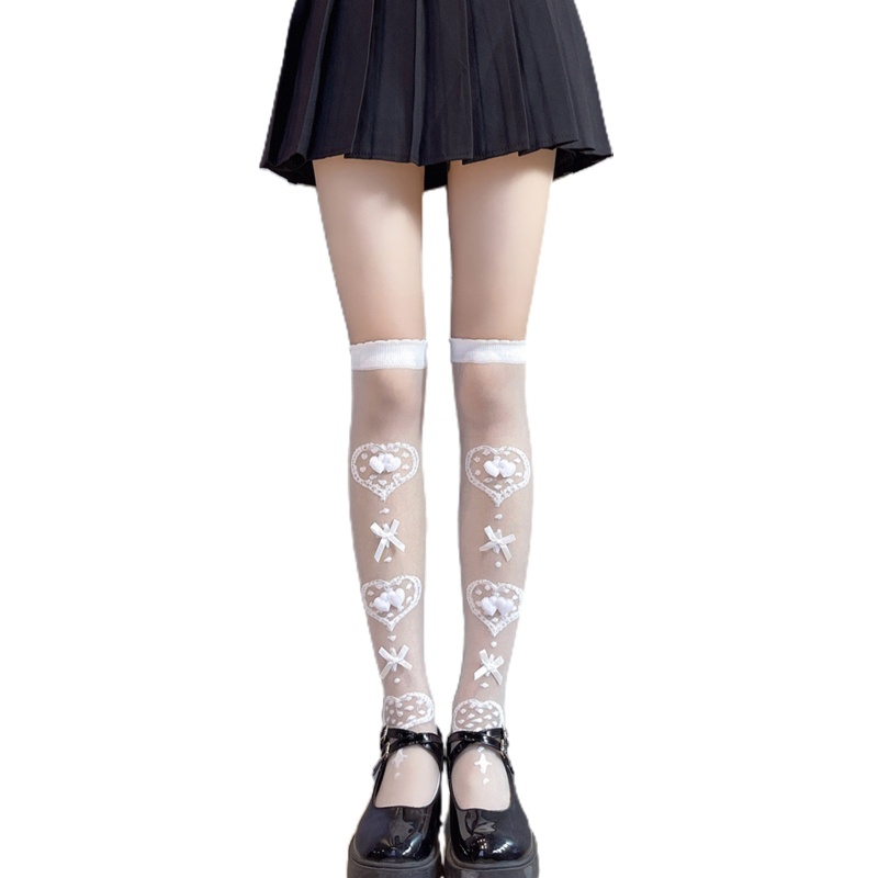 Tất Dài Qua Gối Đính Nơ Phong Cách Lolita Cho Nữ