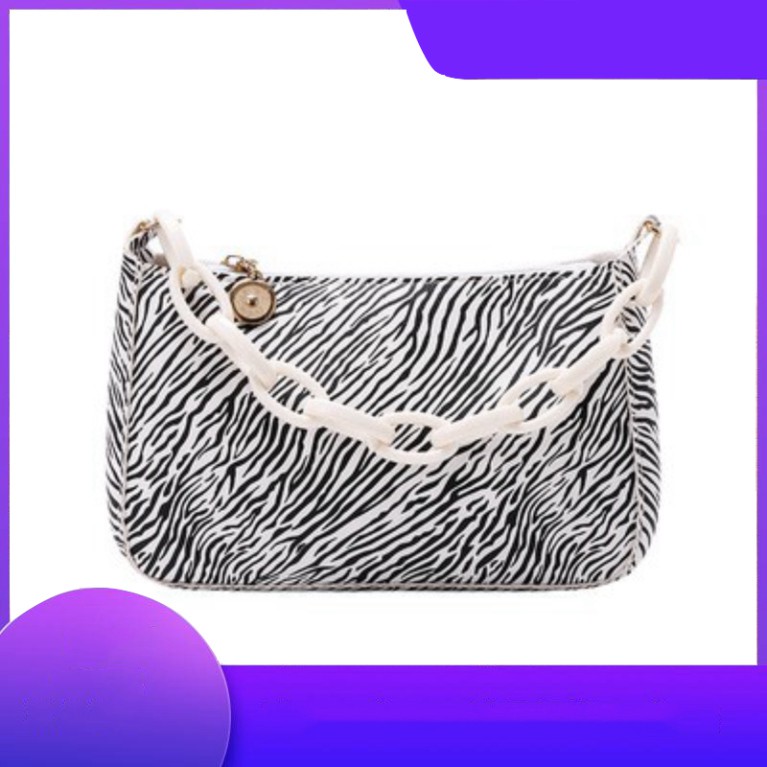 Túi kẹp nách vân ngựa vằn phối xích phong cách Retro DC09 túi đeo vai Chip Xinh Bag