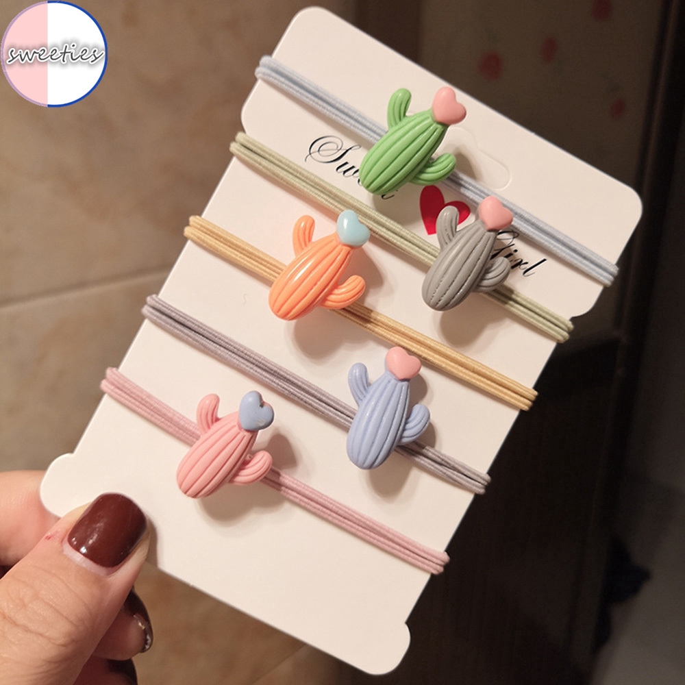 Dây Cột Tóc Co Dãn Có Chi Tiết Cây Xương Rồng Dễ Thương Cho Nữ