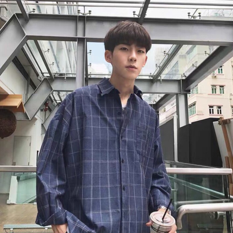 Áo sơ mi AOKANG dáng rộng thoáng khí thấm hút mồ hôi thoải mái họa tiết sọc caro dễ phối đồ thời trang cho nam