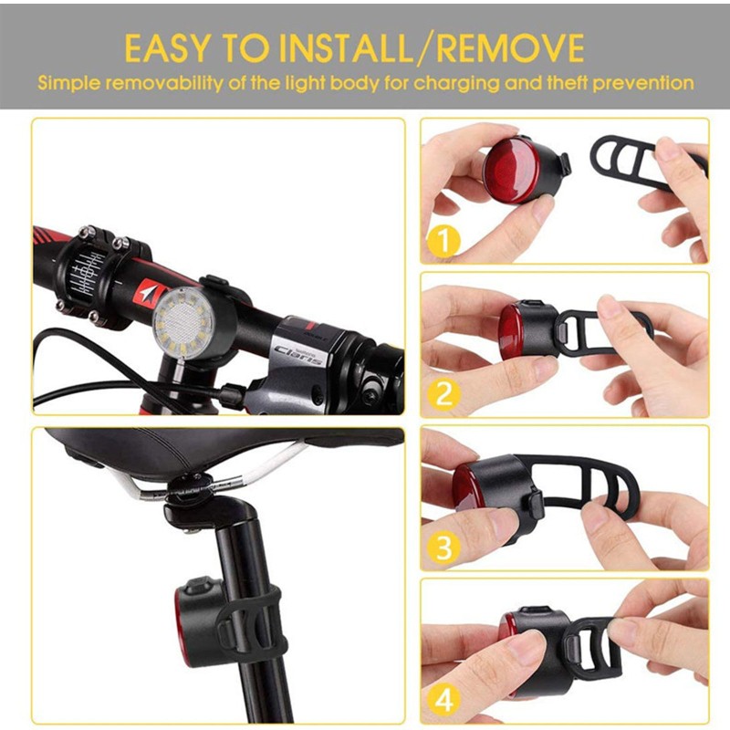 Đèn COB báo hiệu gắn đuôi xe đạp chống thấm nước có thể sạc lại dùng khi đi ban đêm