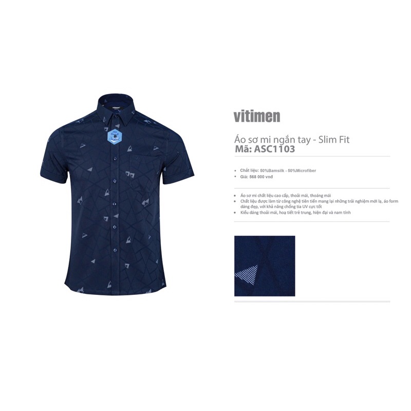 Giảm 10% sơ mi ngắn tay Vitimen