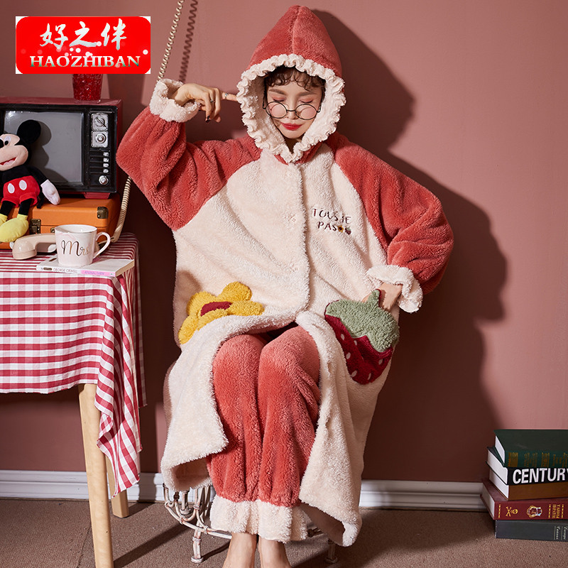 Bộ đồ ngủ dáng rộng bằng vải nỉ dày dặn dễ thương dành cho nữ | BigBuy360 - bigbuy360.vn