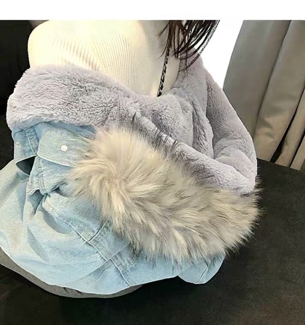 Khoác bò mũ lông