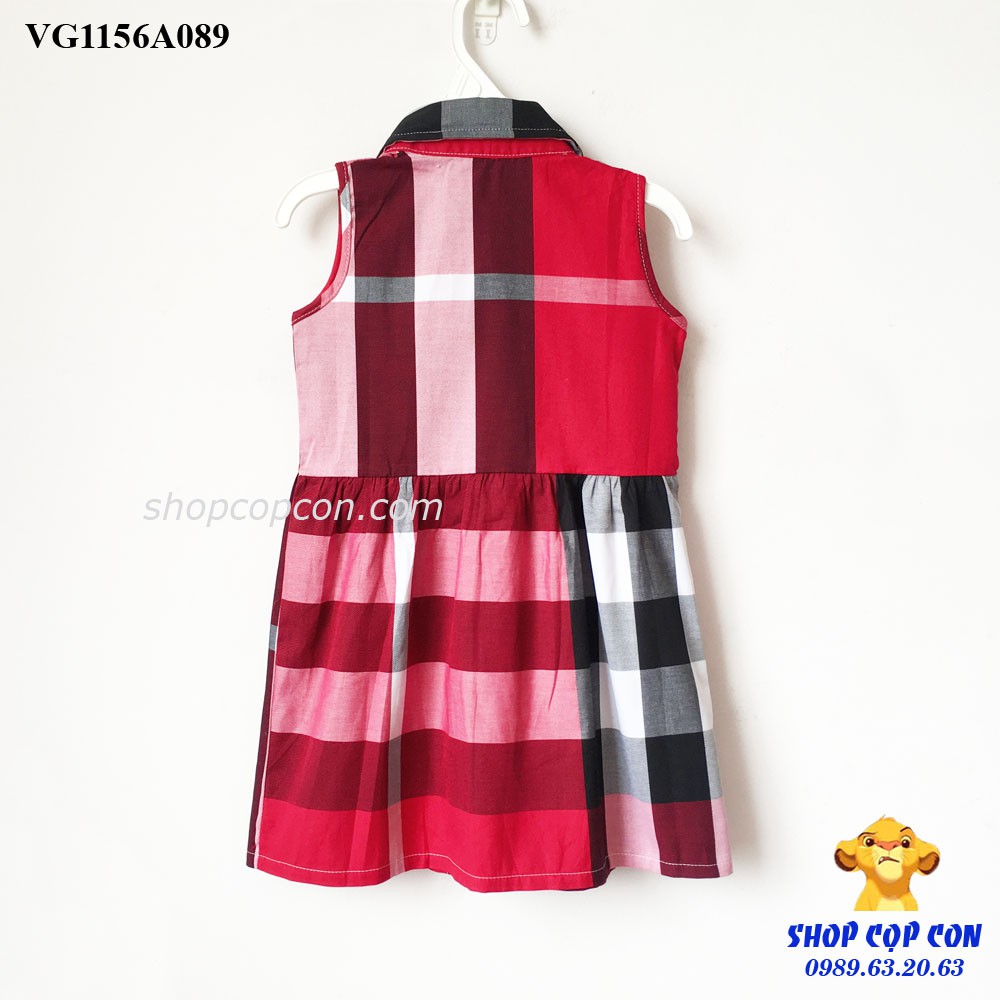 Đầm caro cổ sơ mi cho bé từ 12-28kg