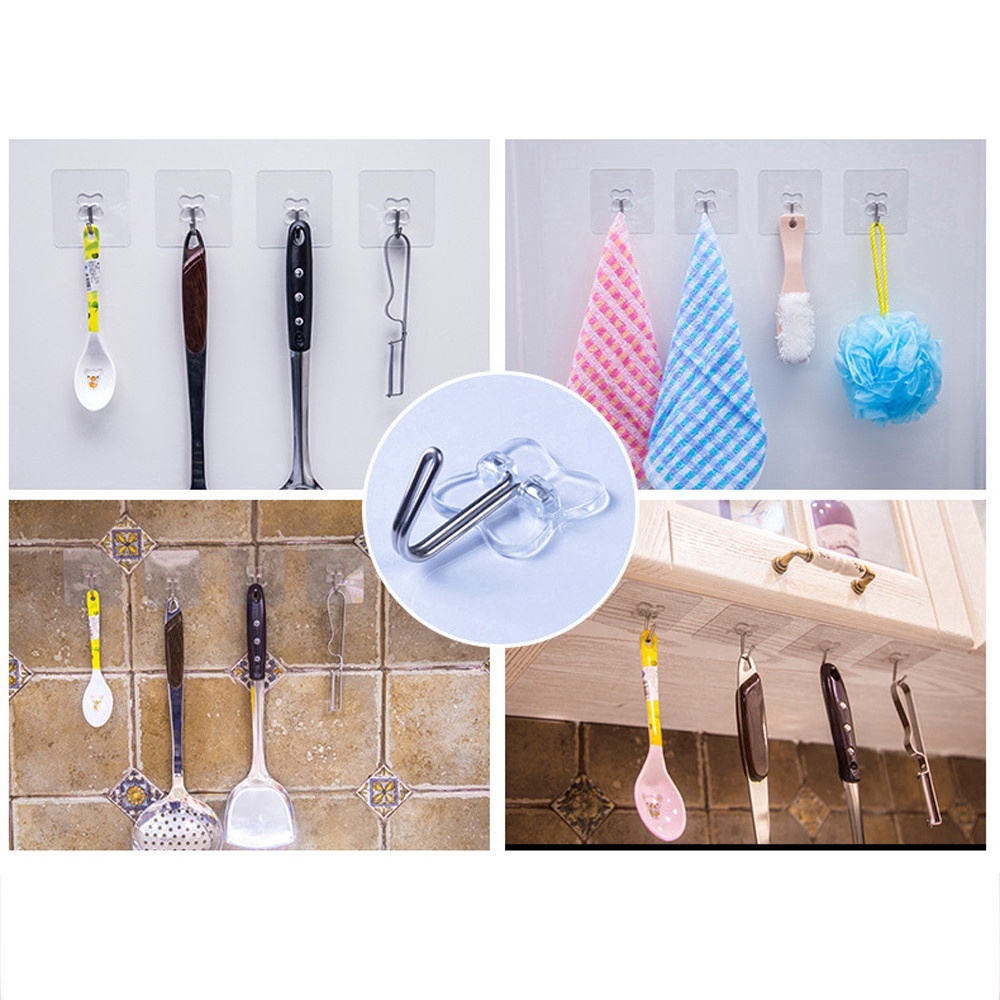 Bộ 5 móc treo bằng nhựa trong suốt kích thước 6x6cm tiện dụng