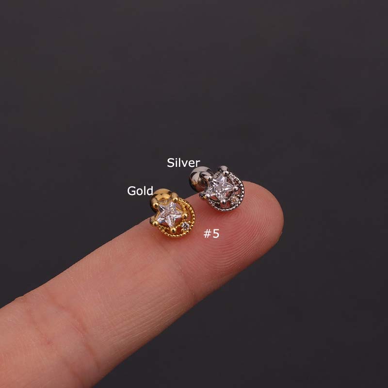Bông Tai Đinh Tán Bằng Thép Không Gỉ 16g 6mm