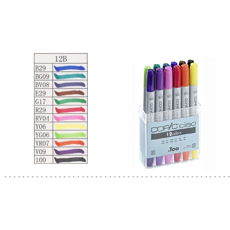 Màu Copic Ciao set 12 màu bản quốc tế