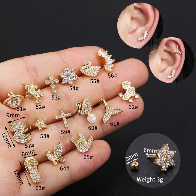 Bông Tai Mạ Vàng 18K Hình Vương Miện Đính Đá Thời Trang
