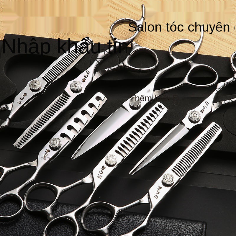 Kéo làm tóc nhập khẩu Nhật Bản Chính hãng Steelman Barber Professional Scissors Jungle Leopard Firesmith Răng phẳng