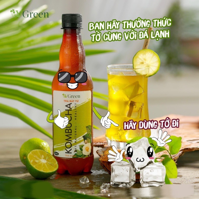 TRÀ BẤT TỬ KOMBUCHA 330ML DÂU TƯƠI/ ĐÀO TƯƠI/ TRÀ XANH/ DỪA TƯƠI/ TROPICAL