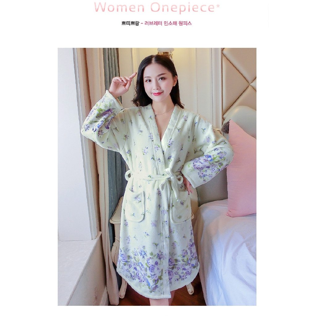 Áo Choàng Tắm Dài Tay Bằng Lông Cừu Thời Trang Dành Cho Nữ | BigBuy360 - bigbuy360.vn