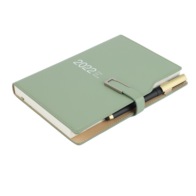 Sổ tay lên kế hoạch Agenda 2022 A5 kèm bút màu xanh lá