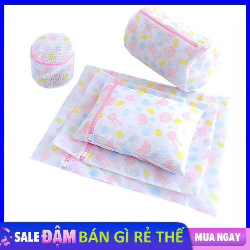 Set 5 túi lưới giặt đồ máy giặt nhiều kích thước họa tiết