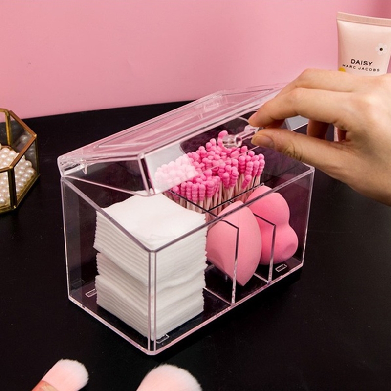 (Hàng Mới Về) Hộp Đựng Tăm Bông Bằng Acrylic Trong Suốt Tiện Dụng