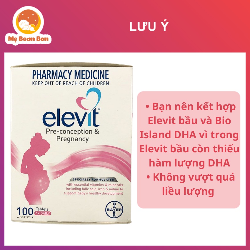 Elevit Bầu 100 viên/ Elevit sau sinh 60 viên của Úc bổ sung Vitamin C D3 Axit Folic cho bà bầu và bé trước và sau sinh