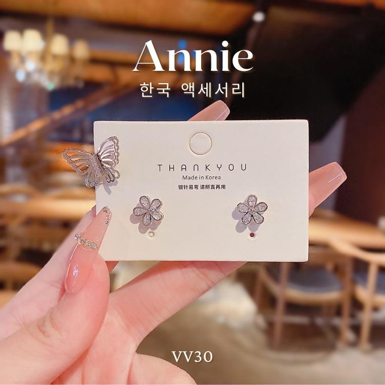 Bông tai bạc kẹp vành titan không gỉ cao cấp phong cách cá tính thời trang ANNIE VV30