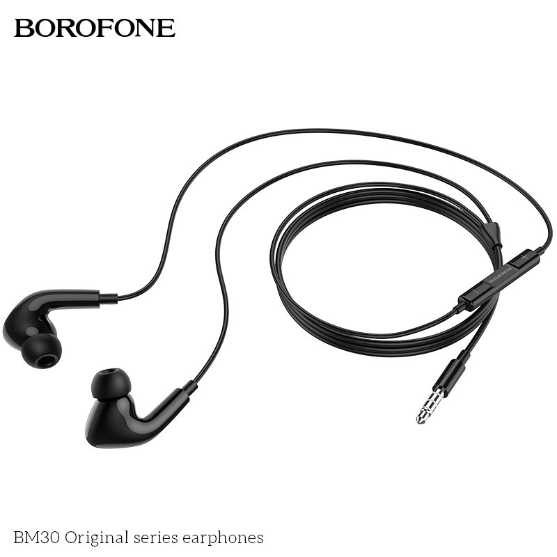 Tai nghe nhét tai BOROFONE BM30 PRO Jack cắm 3.5mm nghe hay có mic đàm thoại, dây dài 1.2m - Chính hãng